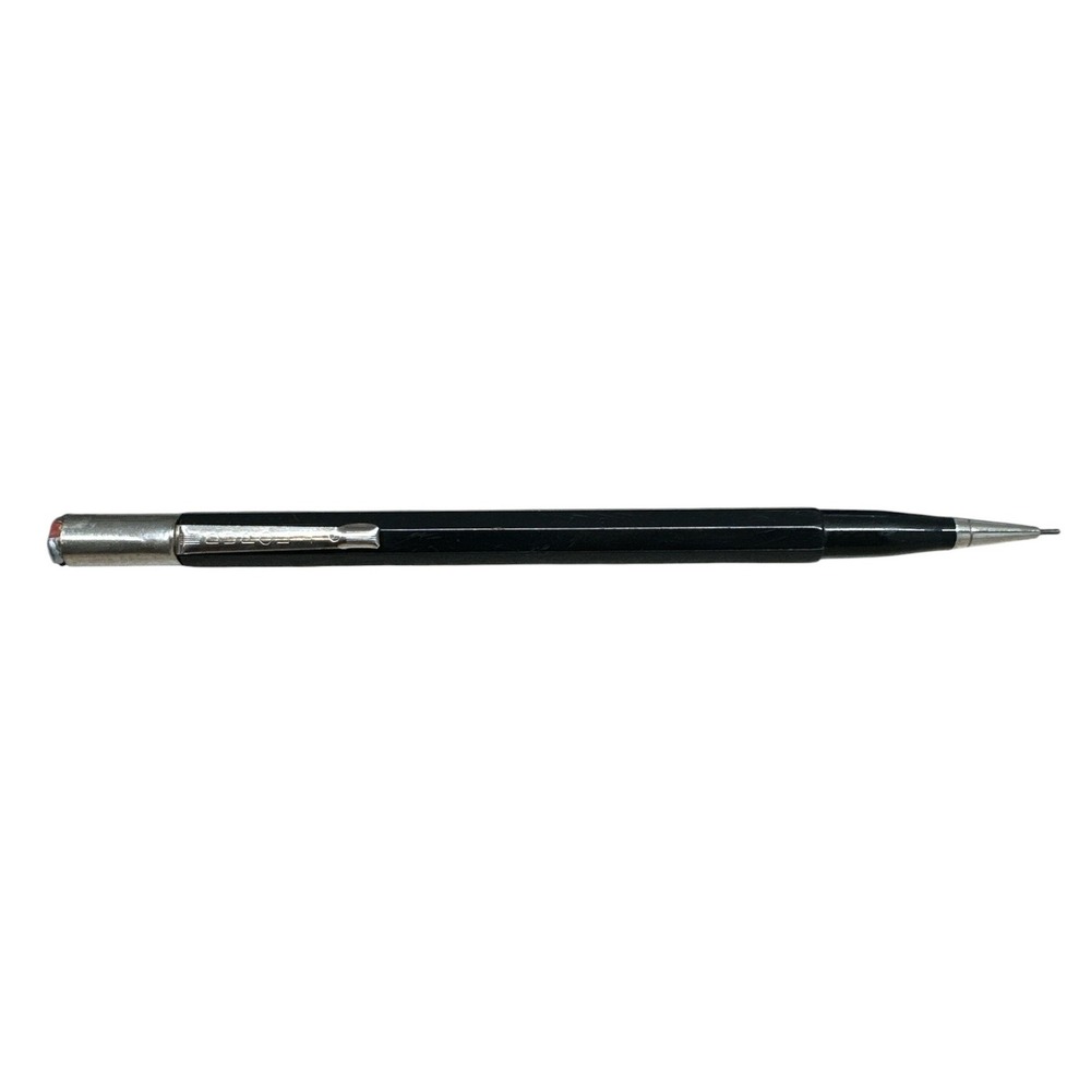 Vintage Durolite Mechanical Pencil Black Hexagonal Barrel Silver Clip Stationery